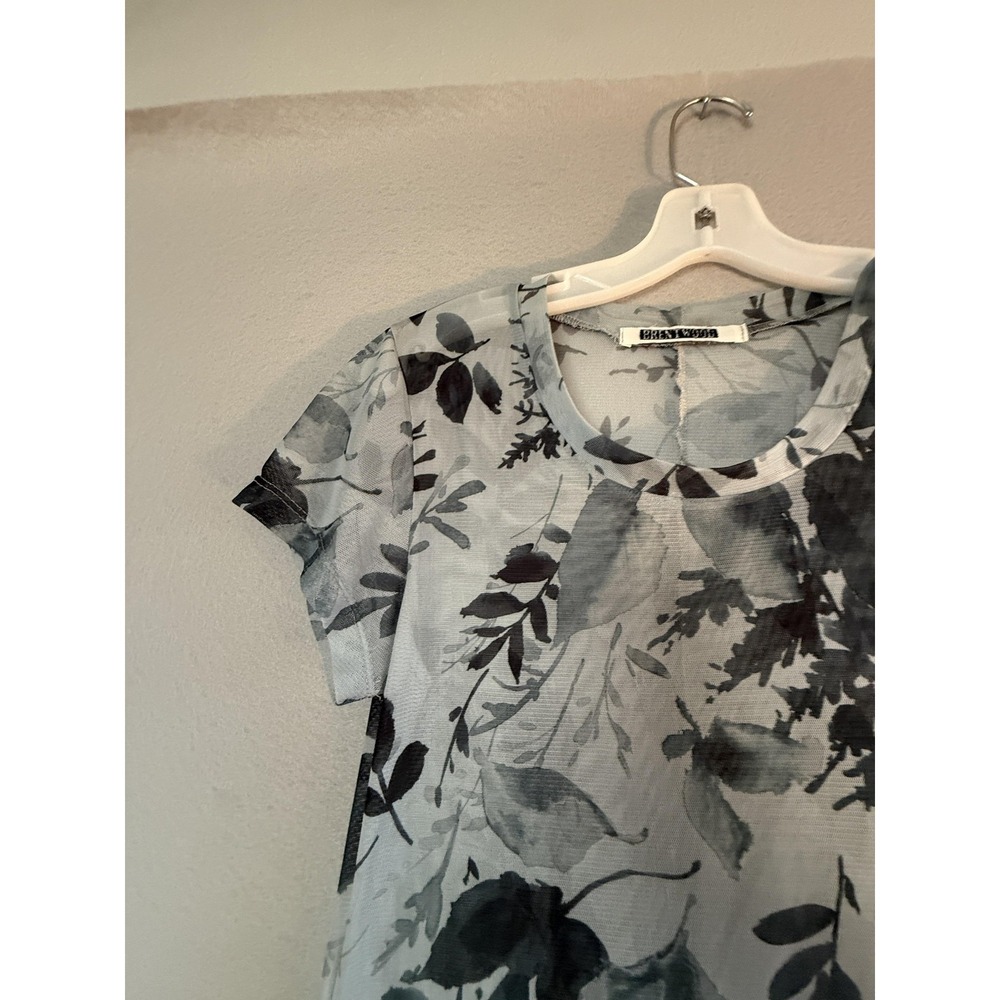 Brentwood Dress Womens Small Gray Floral Mesh Sheer Maxi T Shirt Casual - Picture 4 of 14